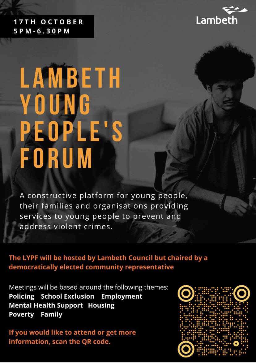 Save two dates! 17th October and 5th November. <a href="/LamYouthCouncil/">LambethYouthCouncil</a> <a href="/FloEshalomi/">Florence Eshalomi MP</a> <a href="/helenhayes_/">Helen Hayes 💙🌹</a> <a href="/BellRibeiroAddy/">Bell Ribeiro-Addy MP</a>. Please share this 👊🏾