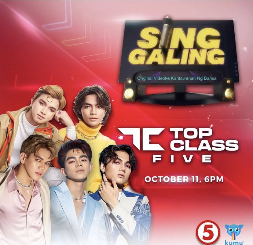 lexandritesofc's tweet photo. 📢‼️ Catch Top Class Five on SING GALING, tomorrow, October 11 at 6pm, only on TV5 🔥❤️‍🔥

#kumuTOPCLASS #TopClassFive @topclassofc @OfficialTOPPS @TV5manila @kumuPH https://t.co/FQS4pPfdXE
