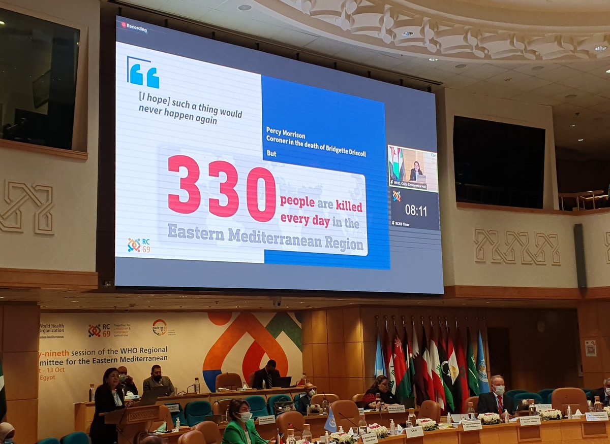 ArashRashidian's tweet photo. Each day, 330 people are killed in road traffic accidents in 22 countries of the @WHOEMRO region. This is a priority for action in every country of the region
@maha_adawy @DrRanaHajjeh @DrTedros @WHO #RC69 https://t.co/OycJVfyiXa