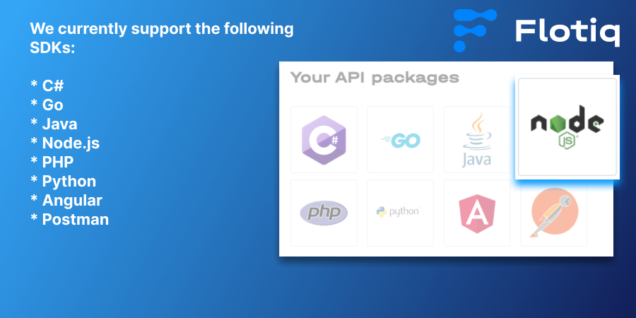 flotiq's tweet photo. ✨Today, we talk about SDK NodeJS package
Check our updated documentation:
https://t.co/Hn2Gae7dp7
We offer a number of SDKs that are also automatically generated based on your current API.
#NodeJS #automation #headlesscms #cms #development #lesscode #100daysofcoding https://t.co/M53hLdw8II
