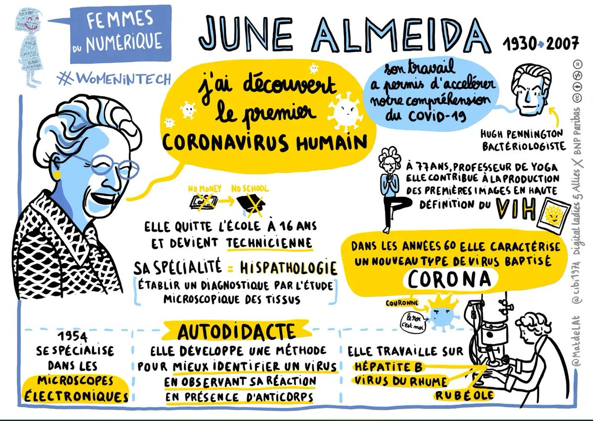 EnjoyDigitAll's tweet photo. (#WoGiTech) #JuneAlmeida est une virologue écossaise 🔬 En 1966, avec son collègue David Tyrrell, elle décrit un nouveau type de virus appelé #coronavirus 🦠

v/ @MatdeLAt @cibi1974 @digital_ladies @BNPParibas https://t.co/ZlzikZP7DL
