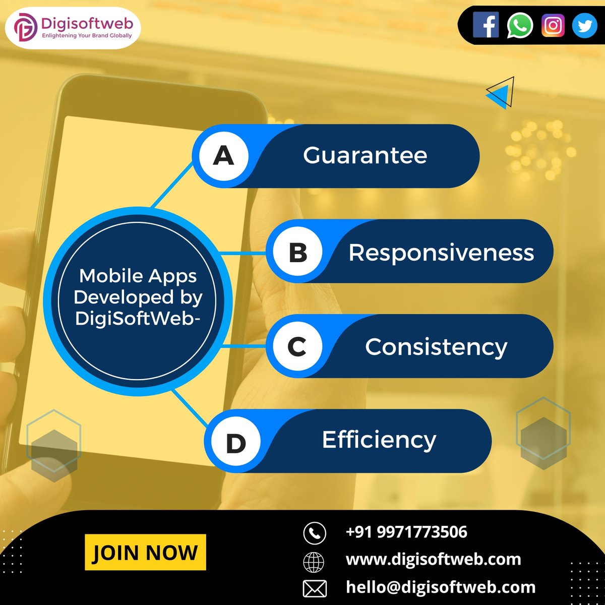 digisoftwebtech's tweet photo. Develop feature-rich mobile apps for your business with @DigiSoftWeb. Transform the way your #business function seamlessly with advanced #technology Connect with us to know more! 
📞: +91 9971773506
🌏 https://t.co/bqNifzvV9v
#mobileapp #mobileappdevelopment #brand #advertising https://t.co/minHkpqnzX