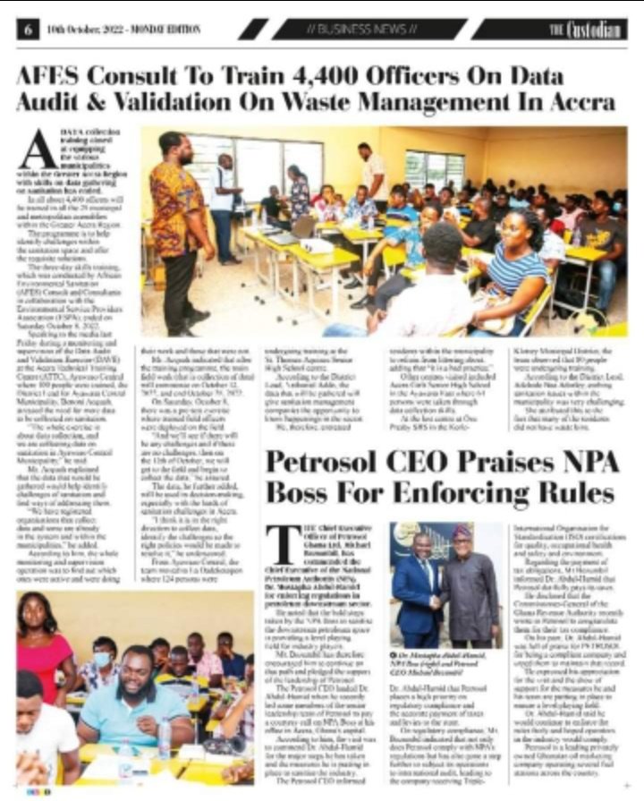 Princes82175416's tweet photo. The three-day skills training, which was conducted by African Environmental Sanitation (AFES) Consult and Consultants in collaboration with the Environmental Service Providers Association (ESPA), ended on Saturday, October 8, 2022.
#AFES
#FSPA https://t.co/GQODi2Gy0h