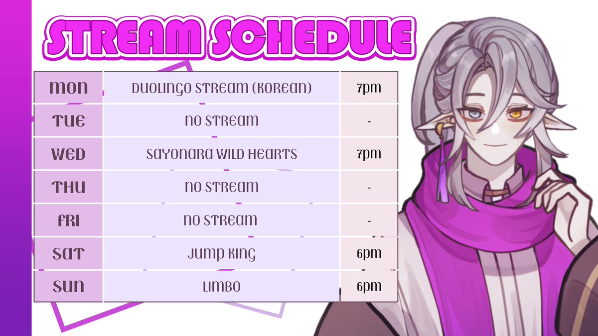 NielVtuber's tweet photo. ๐ฎ It's the beginning of another week.
And here is the schedule of my streams. Hope you all have a nice week! ๐
I'll be streaming here - https://t.co/4wgBhAYNDS
#Niel_VTuber #ENVTuber #MMVTuber #VTuberUprising https://t.co/g5f09I53Oi