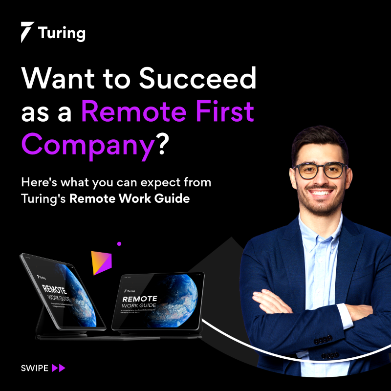 turingcom's tweet photo. Swipe ↔️ to get a sneak-peak on how to succeed in a #RemoteFirst world 🌏
Click here to view our FREE guide ⤵️
https://t.co/yDQjvqwlw4
#RemoteWorkGuide #RemoteWorkTips