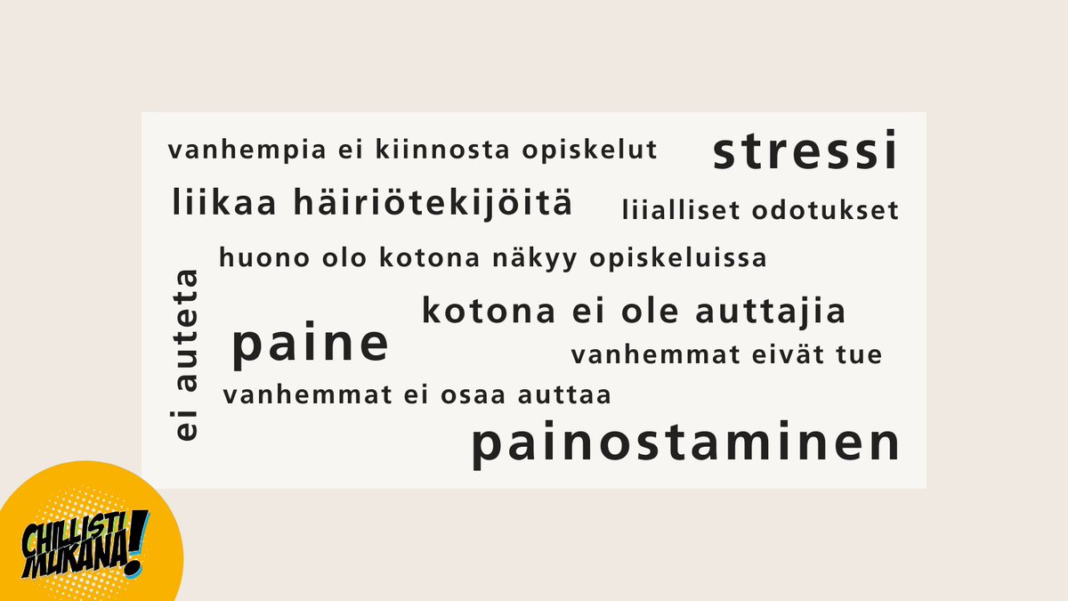kotijakoulu's tweet photo. Vanhempainliiton #Chillistimukana -hanke selvitti noin sadan nuoren ajatuksia kodin ja oppilaitoksen roolista opintojen tukemisessa. Vastauksissa näkyy nuorten kokemus siitä, että #2aste'en opintojen kanssa on jääty yksin. 👇 #nuoret #koulutus #kotijakoulu 1/4 https://t.co/gwjXJBrT4C