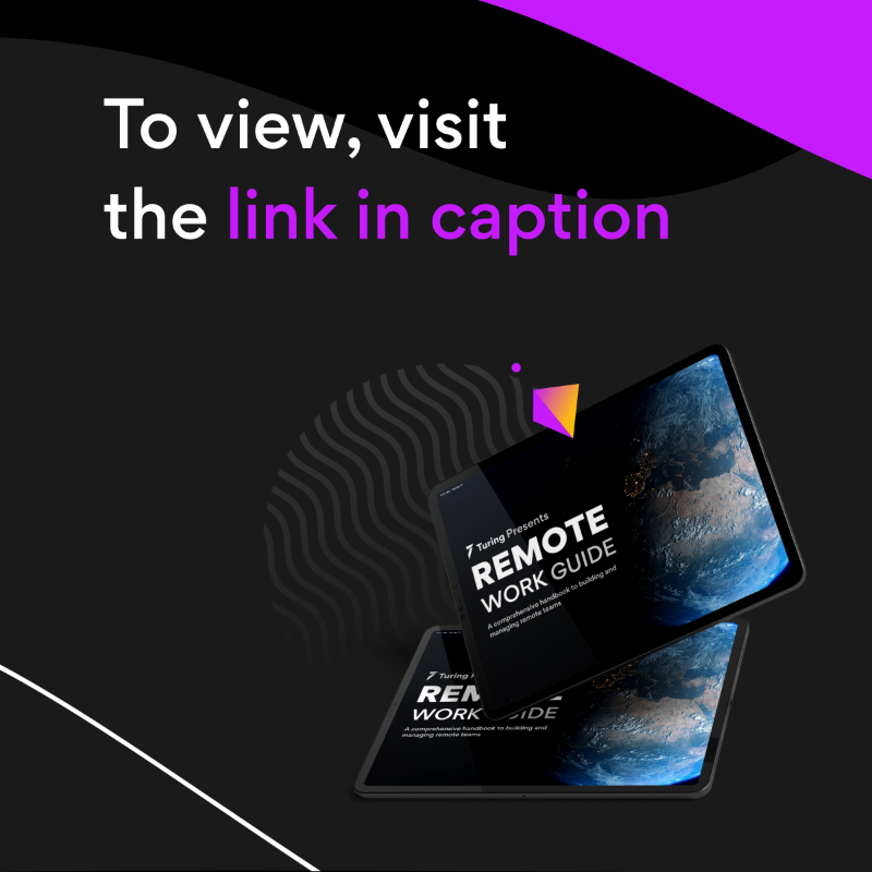 turingcom's tweet photo. Swipe ↔️ to get a sneak-peak on how to succeed in a #RemoteFirst world 🌏
Click here to view our FREE guide ⤵️
https://t.co/yDQjvqwlw4
#RemoteWorkGuide #RemoteWorkTips