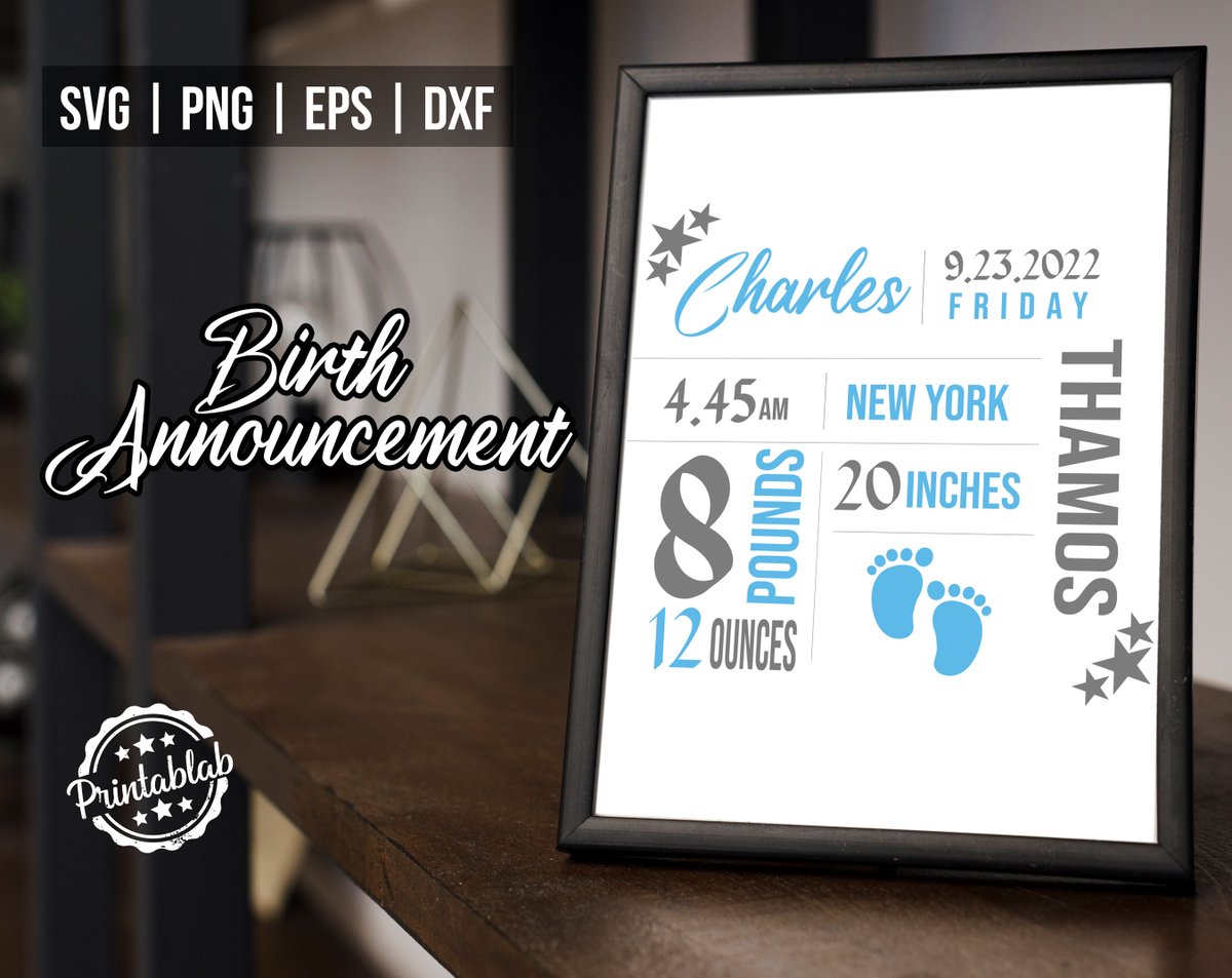 PrintabLab's tweet photo. Birth Stats Baby Boy SVG
Buy it from Etsy Store
https://t.co/QA7vIUd7d8
#digitaldownload #digitalart #EPS #PNG #dxf #svg #svgfiles #svgcutfiles #svgshop #svgdesigns #svgcuts #cricut #cricutbusiness #cricutcrafts #etsyshop #silhouette #templatesvg #PrintabLab https://t.co/apcE5x9BeR