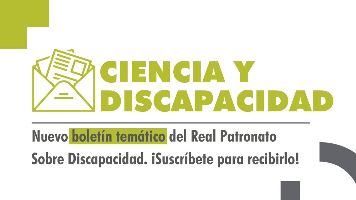 📥 ¿Conoces nuestro #BoletínTemático?

Recopilamos publicaciones, normativa y actualidad de un tema relacionado con la #discapacidad. El último ha sido sobre #Ciencia:

🟢🟢🟢 bit.ly/RPD-85 🟢🟢🟢

¿Quieres recibirlo? 👉 bit.ly/boletinRPD