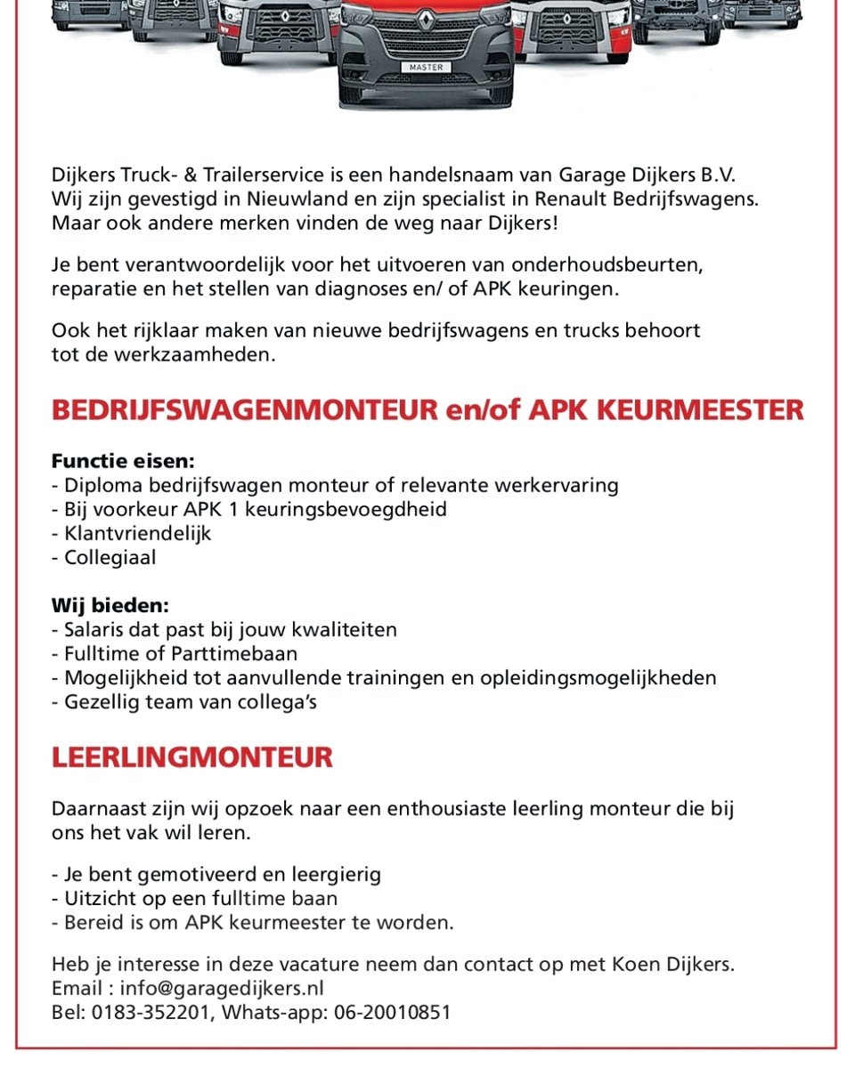 arjan3008's tweet photo. Wie komt ons team #versterken ?
#Renault #Volvo trucks #Isuzu #trucks #vacature #Daf #Maxus
# https://t.co/lpsFzuXJ7e