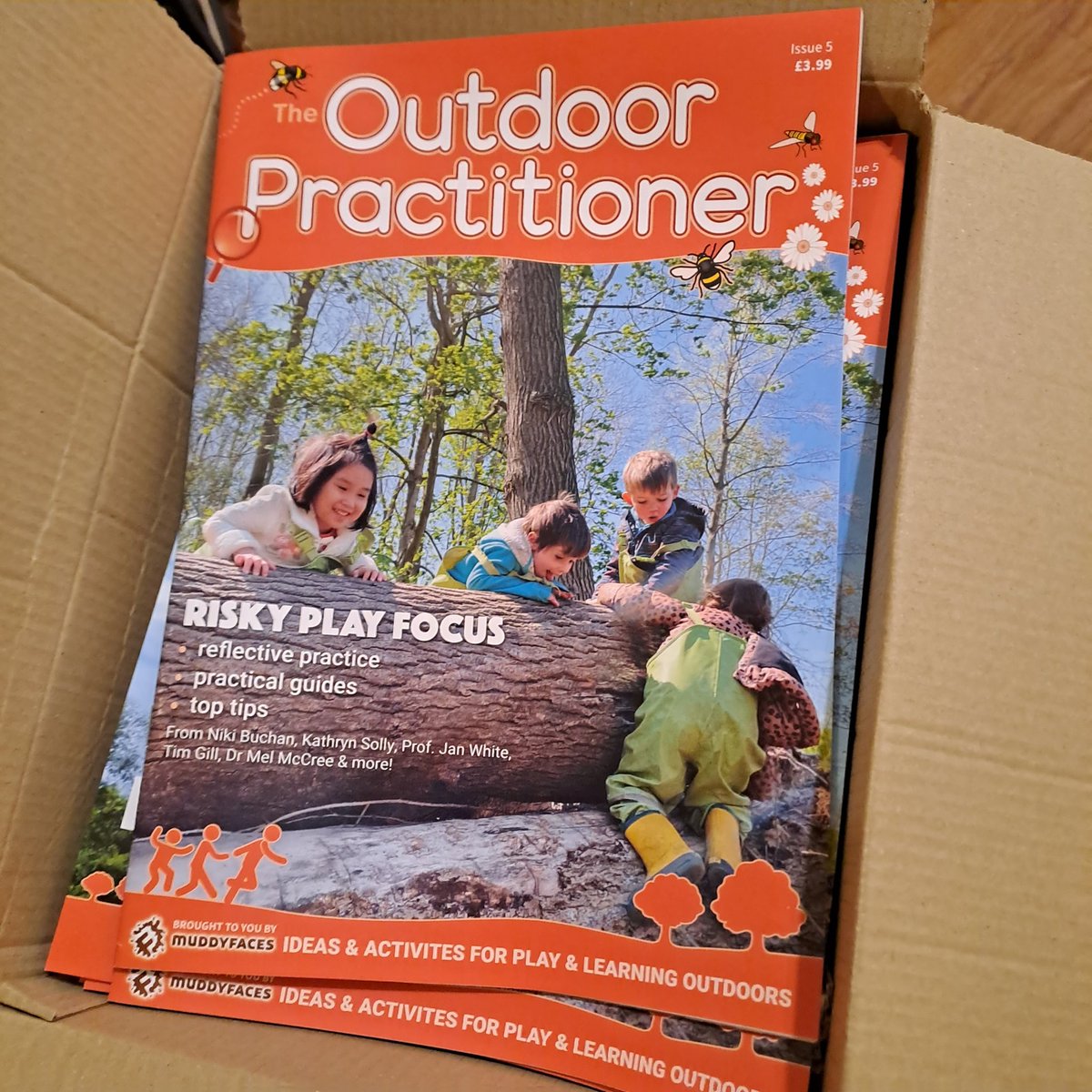 It's here. Excited to have contributed to the first print edition of The Outdoor Practitioner from <a href="/Muddyfaces/">Muddy Faces</a> #RiskyPlay. Playing postie to my network this morning.
A wealth of prompts and confidence building tips to help you get your class outside and play.
