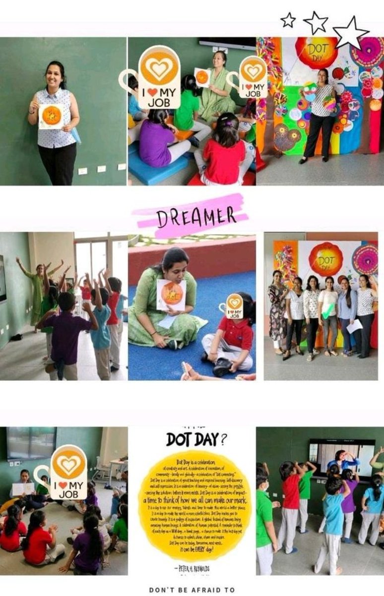 MythilyI's tweet photo. To support International DOT day at TSRA we had story time of the book The DOT by @peterhreynolds 
 
Each grade explored the story of Vasthi and the teacher, who taught the world how a single dot can make a mark. 

Our learners also explored the DOT song Motions guide by Emily. https://t.co/ub8ZHio9zn