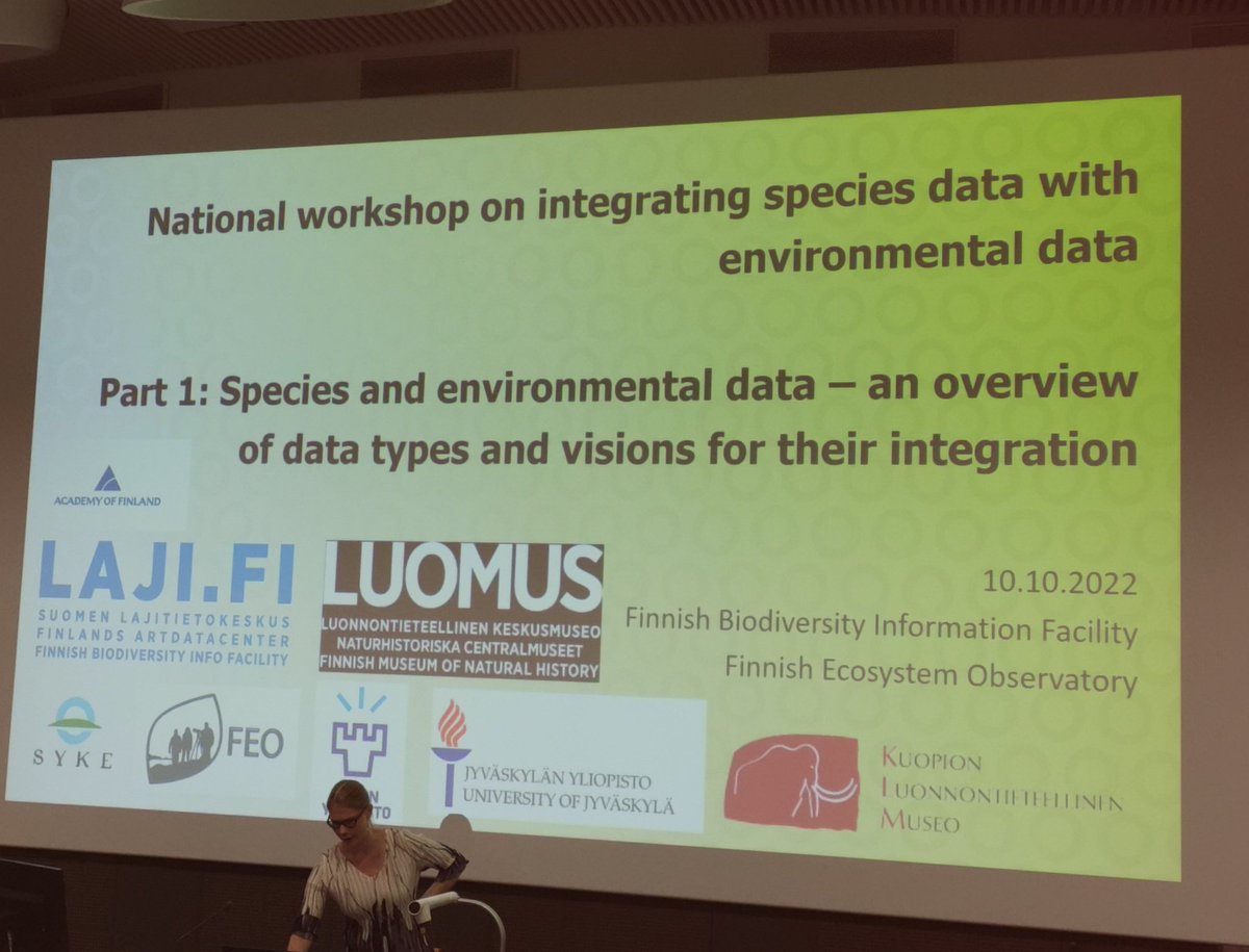 FEO_fi's tweet photo. Workshop on integrating species data with environmental data starting. Veera Norros giving us an overview of the day hopefully full of fruitfull discussions. #FinBIF-FIRI2021 @SYKEinfo @FEO_fi @luomus @lajitieto @SuomenAkatemia ym. https://t.co/HPpg069oKi