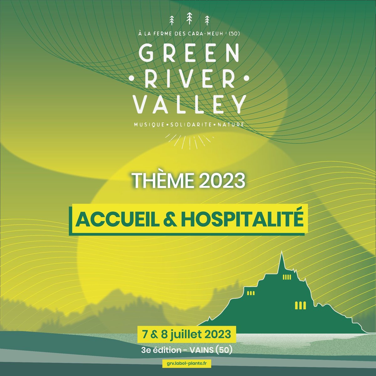 Après "Les enjeux énergie-climat" en 2021 puis "Voyages &amp; Apprentissage" en 2022, le thème du GRV 2023 est : "Accueil &amp; Hospitalité" 🤝💚

En juillet prochain, retrouvez des #conférences à ce sujet sur le temps du #festival à La Ferme des Cara-Meuh en Normandie 🐮💛

<a href="/LaManche50/">Département de la Manche</a>