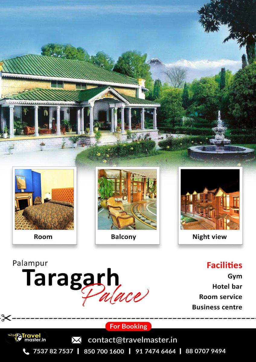 Best Deal Guarantee 🥰🥰🥰
Taragarh Palace ( Palampur ) 
Contact : 7537 82 7537 | 850 700 1600 | 91 7474 6464 | 88 0707 9494 
Email : Contact@Travelmaster.in 
Website : Travelmaster.in 
#palampur #hotel #bar #india #himachal
