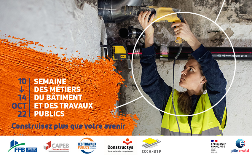 👷‍♂️ A l'occasion de la Semaine des métiers du Bâtiment et des Travaux Publics, l'équipe du Geiq BTP BFC sera largement mobilisée !
Retrouvez ici le détails de nos présences et actions pendant cette semaine => bit.ly/3Vd2XOx 
#btp #découverte