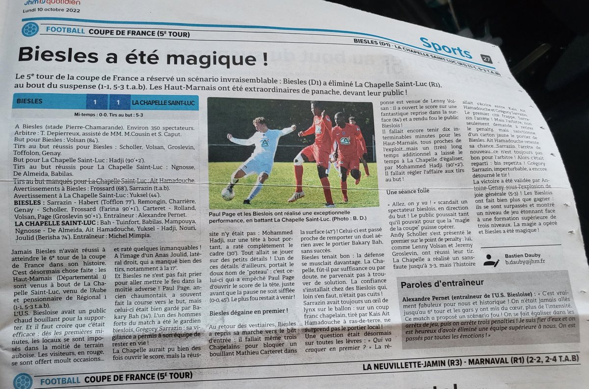 ChretienMyse's tweet photo. Bravo à toute l'équipe, aux supporters aux sponsors @MarivetN #Biesles #hautemarne
Suspens pour dimanche 😉 https://t.co/n7qrf1GzHW