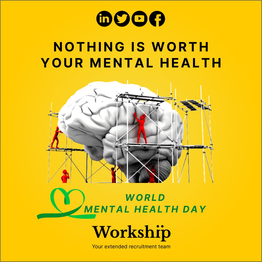 Workship_India's tweet photo. Be kind to your mind. Mental health is essential as physical health and deserves the same quality of support. 

World Mental Health Day

#Mentalhealth  #health #worldmentalhealthday2022 https://t.co/BH4joiBajH