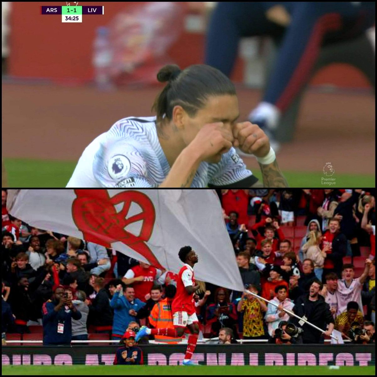 IsaacNgige4's tweet photo. I think Nunez was crying to see Saka celebrating🤣🤣 https://t.co/3jpXXx1Aqu