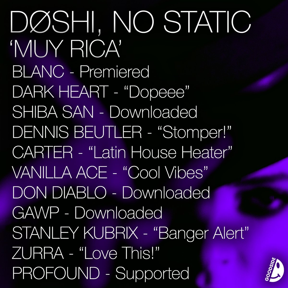 Mad love for all the fire supports so far on our latest #DØSHI #NOSTATIC release MUY RICA 🙏🙏🙏 LISTEN HERE 👉 lnk.to/GSR37MuyRica 😈