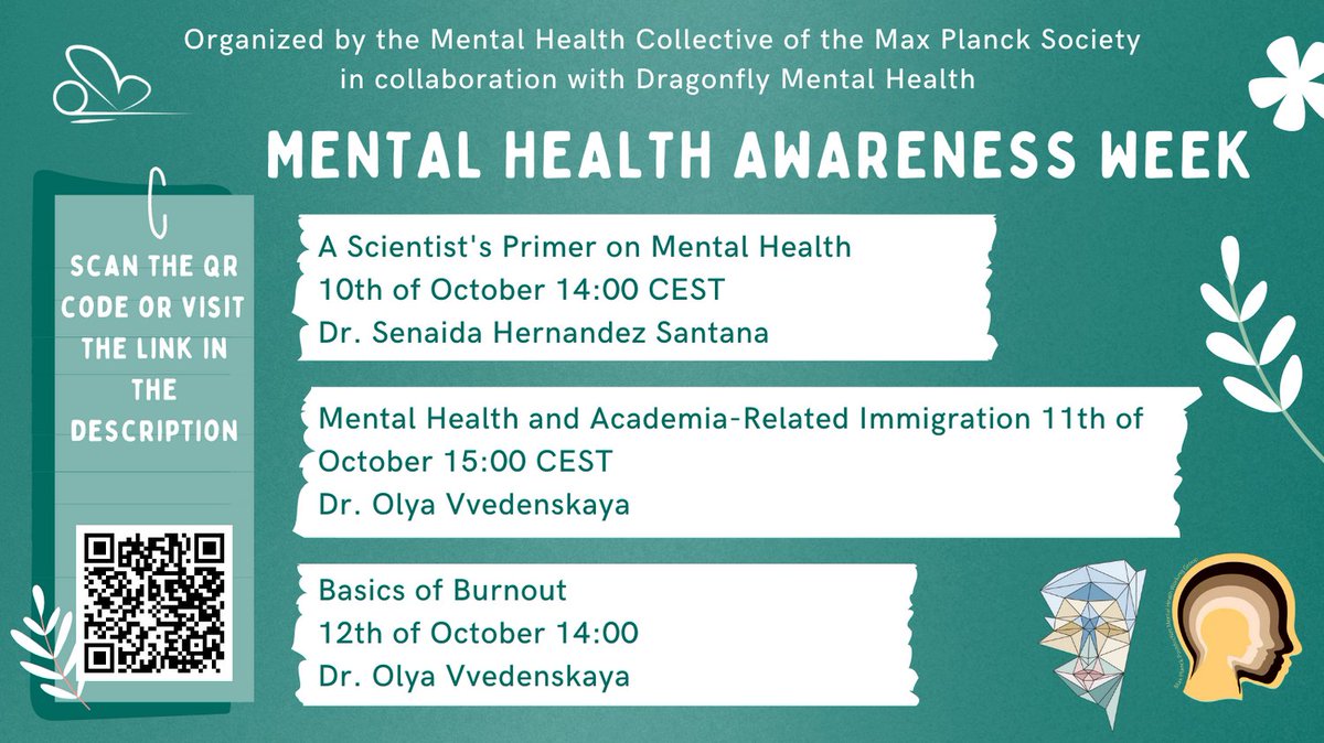 The Mental Health Awareness Week. A joint project of @mpg_mhc, the BGM, Central Headquarters @maxplanckpress, @MPGpostdocnet, @maxplanckphdnet, and many others.

postdocnet.mpg.de/mental-health-…

#MHAW #MHAW2022 #MPG #RaiseAwareness #MentalHealthDay #BreakTheStigma