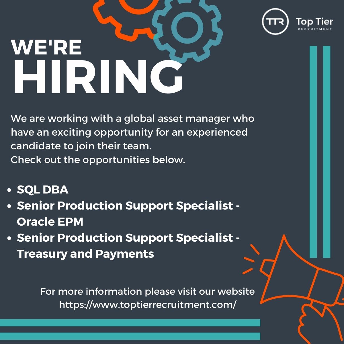 Top Tier Recruitment (@toptierjobs) on Twitter photo We are working on exciting roles with a growing asset manager in Dublin City Centre. Contact laura@ttrmail.com for more information, or visit our website toptierrecruitment.com
#IrelandOpportunities #OracleEPM #TreasuryManagementSystem#SQLDBA We are working on exciting roles with a growing asset manager in Dublin City Centre. Contact laura@ttrmail.com for more information, or visit our website toptierrecruitment.com
#IrelandOpportunities #OracleEPM #TreasuryManagementSystem#SQLDBA