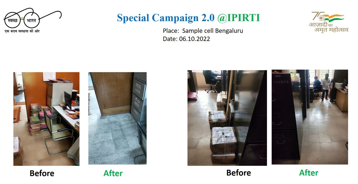 IPIRTI's tweet image. #SpecialCampaign2 on 6th Oct 2022. Cleaning done at Sample cell of our Institute. @PMOIndia  @DrJitendraSingh @DARPG_GOI @moefcc