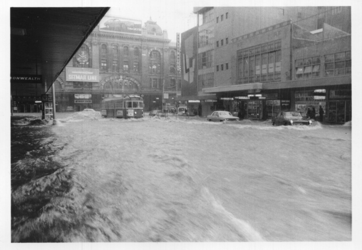 If the weather in #Melbourne on the weekend put you off visiting to see our #trams, we're open this Wed 12 Oct between 10 and 3 - it probably won't be quite this wet for #seniorsfestival.
Image from our collection.