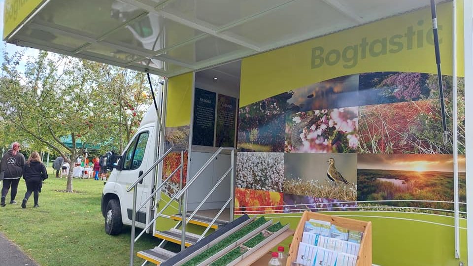 It's been great to be talking about our work with our partners at @stwater this week - at the @IUCNpeat Conference and with the #Bogtastic van at Hayfield Apple Day. #GBNB #PeatlandsMatter