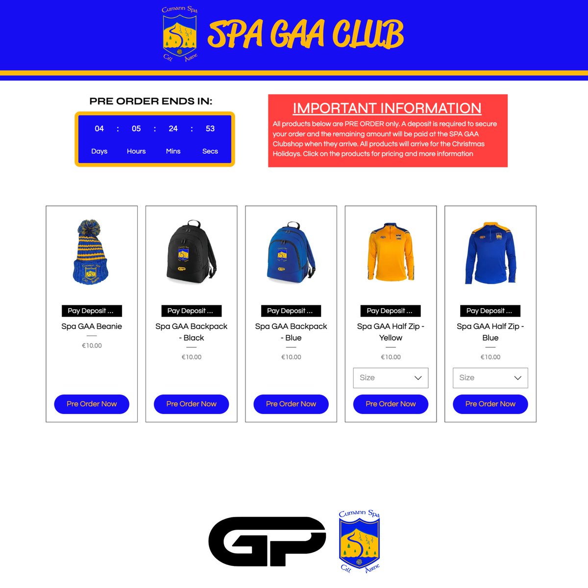 gaa_spa's tweet image. A reminder to get your pre-order for Christmas in *before midnight this WEDS Oct 12th*
@gaa_spa @GaelicPlus
#spagaa #spaabú #showyourcolours
💙💛