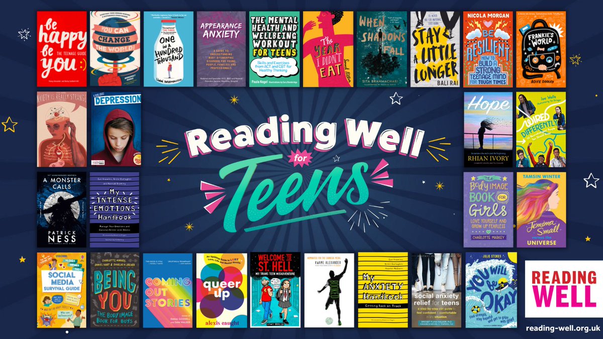 Let's support young people's mental health!🧠 On #WorldMentalHealthDay we're proud to reveal our new #ReadingWell for teens book collection, offering quality-assured, clinically informed advice to help teens understand and manage their emotions and cope with difficult times. 🧵