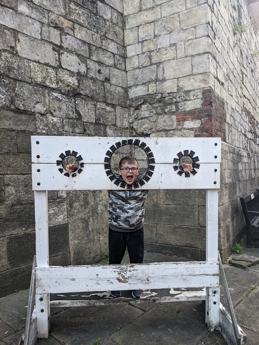 MrsG1989's tweet photo. Harrison is enjoying his topic 'Guilty as Charged'. We visited York Castle Museum where he decided to try out the Pillory. @MapplewellSch @MPSClass7 https://t.co/BIH6bSAu5J