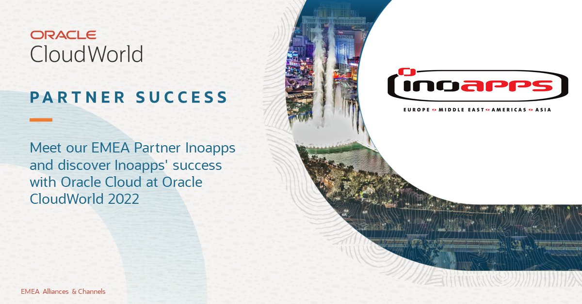 oracleemeaps's tweet image. Meet our #ModernOPN #emeapartners @Inoapps on booth #204 at Oracle #CloudWorld 2022 and discover Inoapps' success with @OracleCloud here bit.ly/3T7XFlx #OCW #ERP #HCM #EPM #Payroll