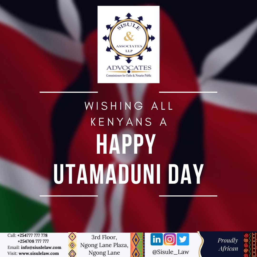 sisule_law's tweet photo. Celebrating our rich #Kenyan cultural diversity and heritage. Happy Utamaduni Day to you all! 

#Sisulelaw
#utamaduniday #diversity #kenya https://t.co/BBkOHWHbhm