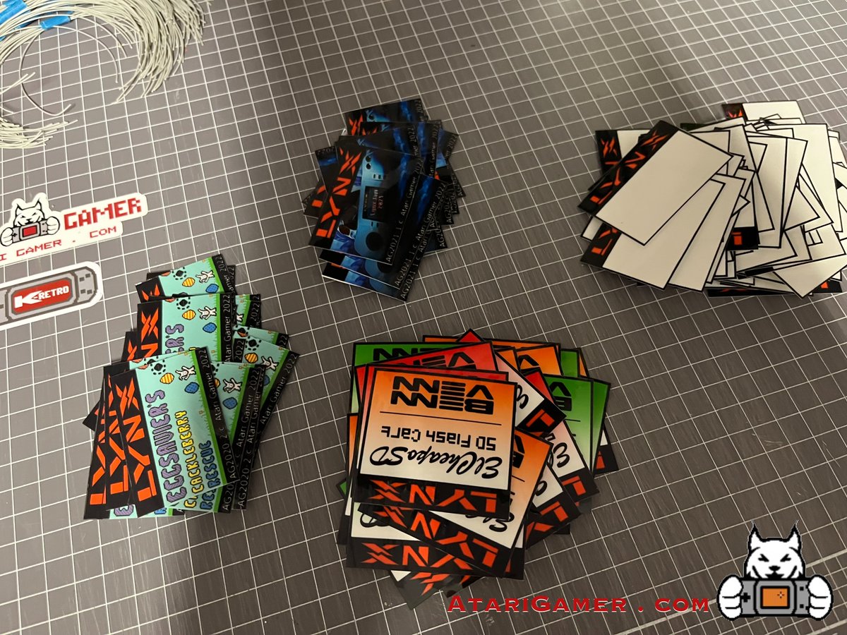 kretro_gaming's tweet photo. Lots and lots of stickers made today! π€ͺ
#AtariLynx #HomeBrewGames #BennVenn #FlashCarts #SDcart #KRetro https://t.co/9gLwsLxaMR