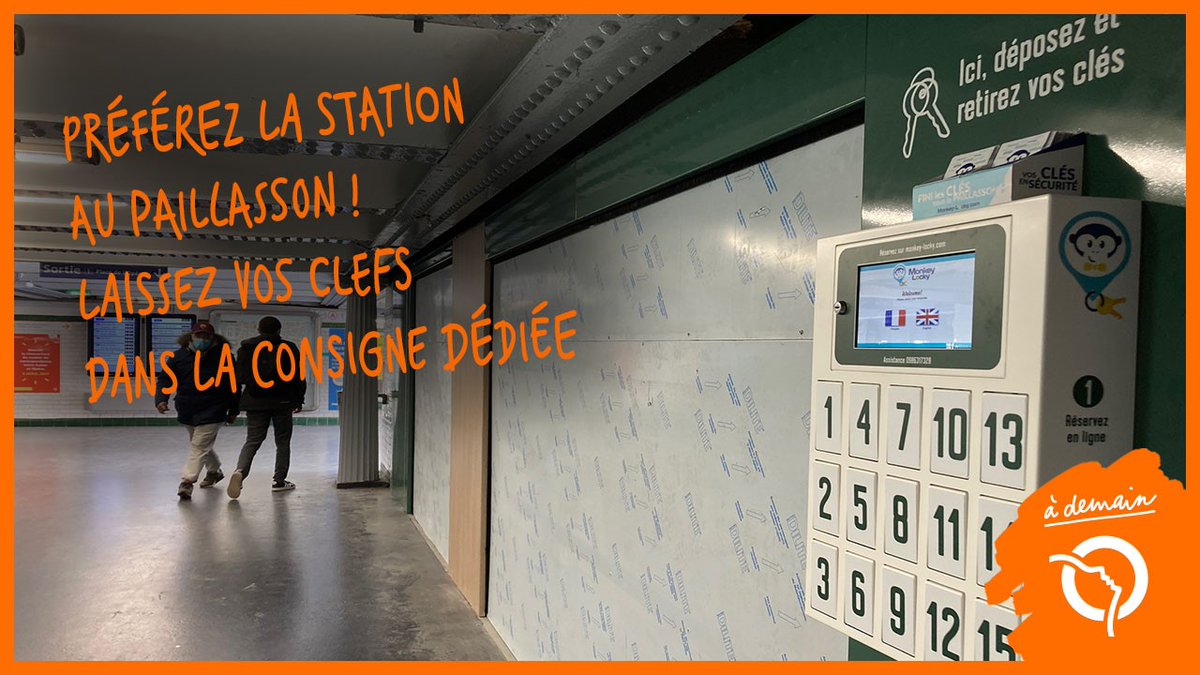 [#Service] Profitez du service de consigne à clés sécurisée <a href="/MonkeyLocky/">Monkey Locky 🔑🐵💡</a> dans les stations Etienne Marcel, Denfert-Rochereau et Montparnasse - Bienvenüe #ligne4. Joindre l’utile à l’agréable, c’est un de nos 9 engagements pour vous. #RATP
En savoir plus 👉 ratp.fr/consignes-a-cl…