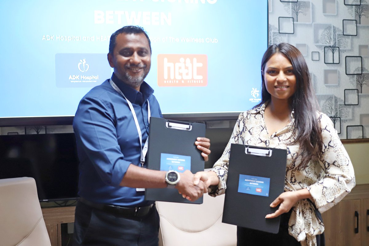 ADKHospital's tweet photo. Agreement Signing between ADK Hospital and HEAT for the operation of The Wellness Club

#ADK35 @heatmv https://t.co/N24tofEEAT