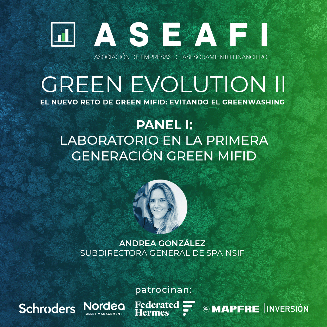 ASEAFI's tweet photo. AEAFI Green Evolution II | Andrea Gonzalez, Sudirectora general de @Spainsif realizará la primera ponencia sobre el ‘Laboratorio en la primera generación Green Mifid’.

📅26 de octubre, 12:00h – 14:00h
📍Presencial 
Únete🔗 https://t.co/bX1oeMckoW  

#ASEAFI #ASEAFIGreenEvolution https://t.co/08iAXRxp6f