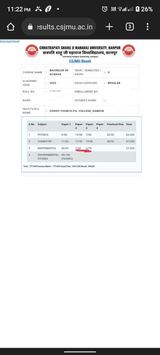 Anurag035994433's tweet photo. #updateresultbcscsjmu
#updateresult
@vpathakin @anandibenpatel @myogiadityanath @JagranNews @AmarUjalaNews @CSJM_University @ABVPVoice @Rahul14654255 @PMOIndia @GovernorofUp @UPGovt
THIS SAME TYPE OF PROBLEMS ARE FACED BY MORE THAN 50000 STUDENTS OF CSJMU IN PREVIOUS ONE MONTH https://t.co/kmhwa1wW63