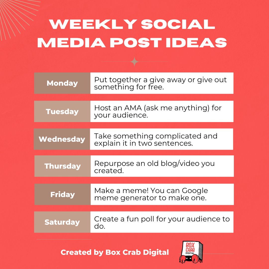 This weeks content idea's are here! 

If you use any of these ideas, make sure to tag us and let us know :)