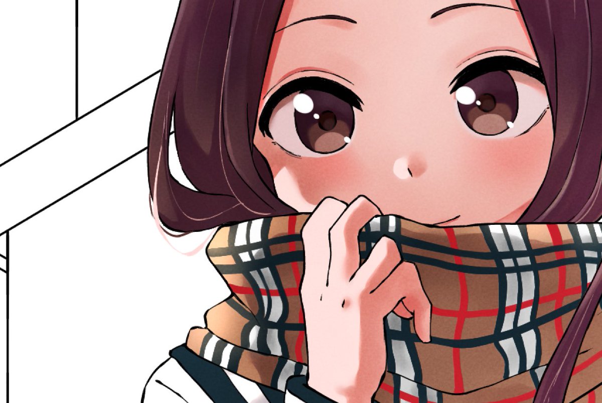 takagi-san 1girl solo scarf brown hair plaid scarf brown eyes smile  illustration images