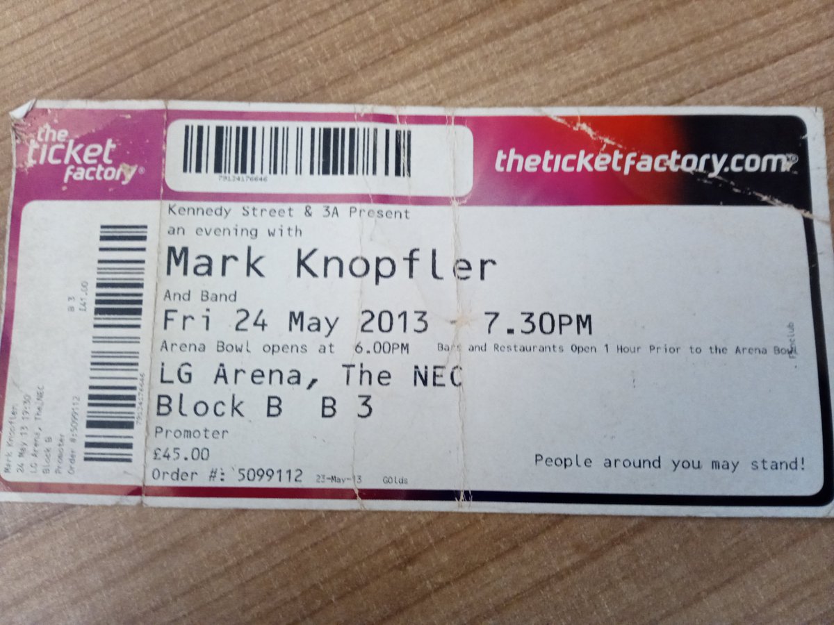 Cautionary words in the bottom right to foreshadow the absolute anarchy that a Mark Knopfler gig entails. (In fairness, people were *livid* that Sultans of Swing wasn't played.)