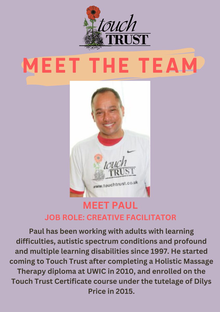 Two_Rhythms's tweet photo. ⭐️MEET THE TEAM⭐️
MEET PAUL
Paul very much believes in Touch Trust’s three foundations of ‘Service, Celebrating Diversity and Fun and Happiness’  #touchtrust #disability #wales #cardiff #autism https://t.co/v46nCYUjzd