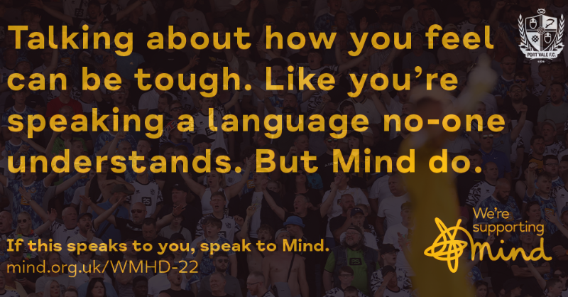 OfficialPVFC's tweet photo. Today is #WorldMentalHealthDay - Remember to check on your friends, colleagues and loved ones, and if you are struggling, please reach out.

#ValeTogether | @MindCharity