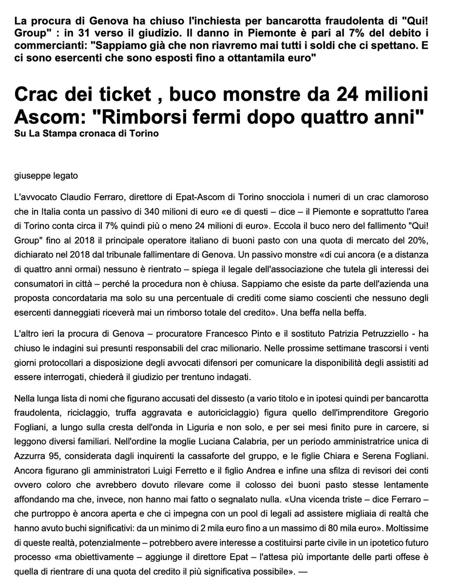 Buco da 340 milioni nel crac Qui!Group ma per i risarcimenti è corsa a ostacoliBuco da 340 milioni nel crac Qui!Group ma per i risarcimenti è corsa a ostacoli