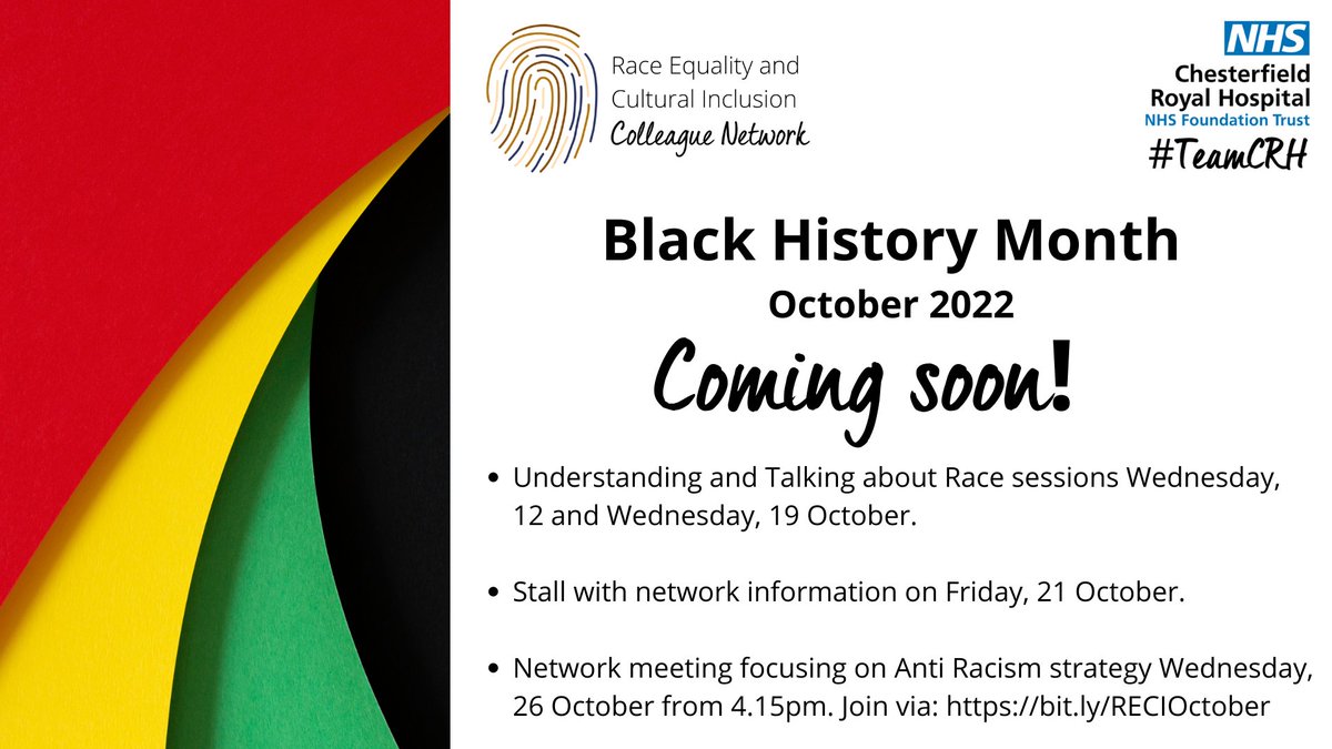 Join us this week for our Understanding and Talking About Race webinar, taking place on Wednesday, 12 October (if you can't make it, there's another one next week!) 

#TeamCRH colleagues 📢 - the link to join can be found via internal communication channels.

#BlackHistoryMonth
