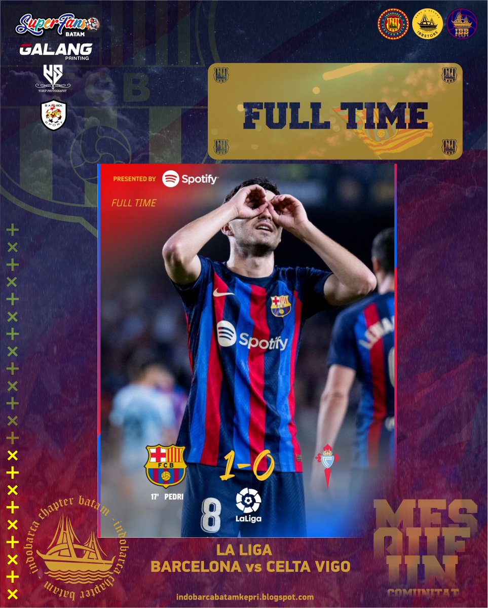 FULL TIME
BARCELONA 1-0 CELTA VIGO
.
Forca Barca!🔥

🔵🔴
.
#Barcelona
#IndobarcaChapterBatam
#laligasantander
#barcacelta