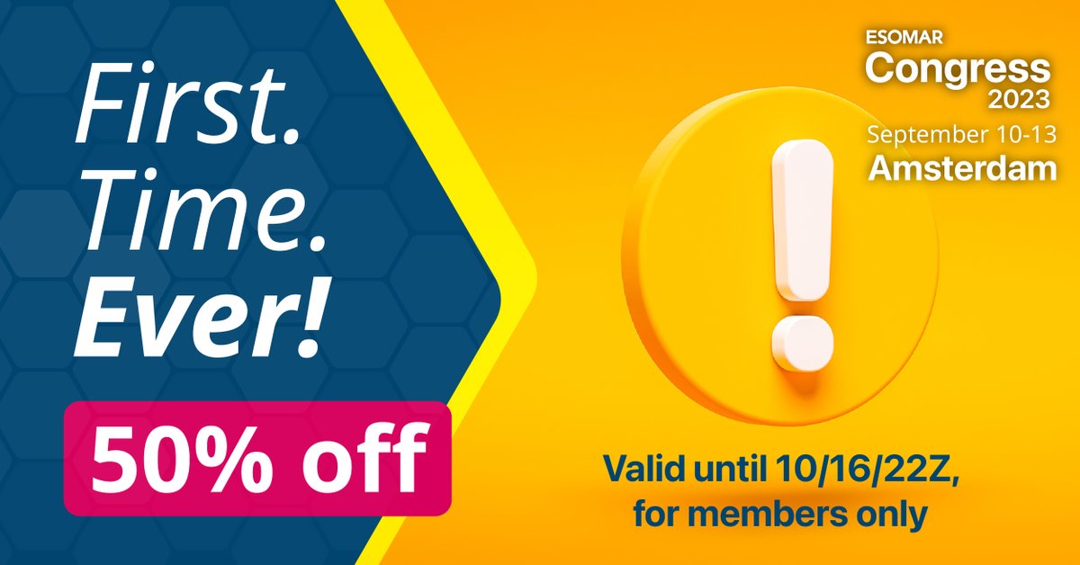 Why not plan ahead? Order your #ESOMAR Congress ticket today, book your flight and hotel and take advantage of only great deals, including the ✨SUPER EARLY BIRD✨ registration offer, available to members for a limited time only. Register now 👉 bit.ly/3LYCHmR #ESOMAR75