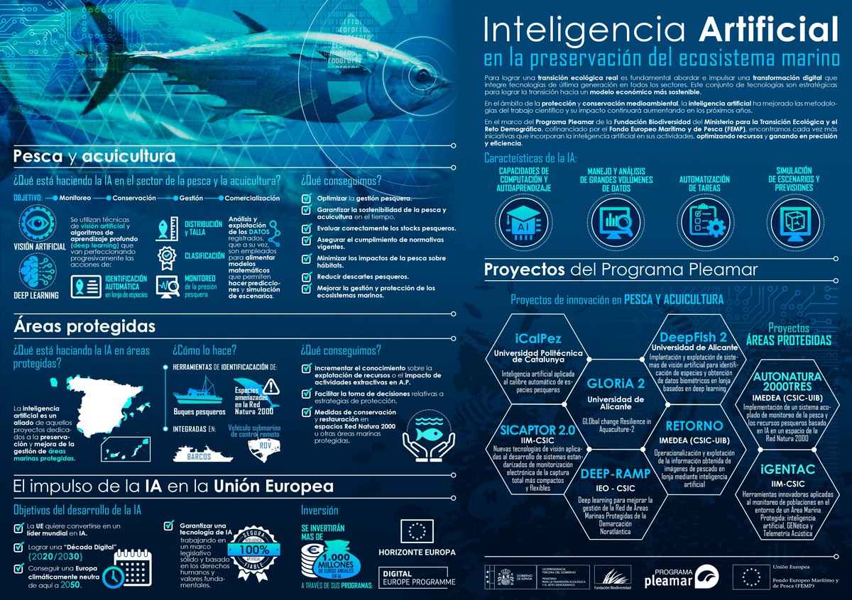 FBiodiversidad's tweet photo. La Inteligencia Artificial 🤖 aliada de los proyectos de investigación y preservación.

Conoce algunos #ProyectosFB impulsados por el Programa #Pleamar que ya han incorporado esta tecnología en su actividad, optimizando recursos y procesos y ganando en precisión y eficacia 👍 https://t.co/BUwXRbE9bA