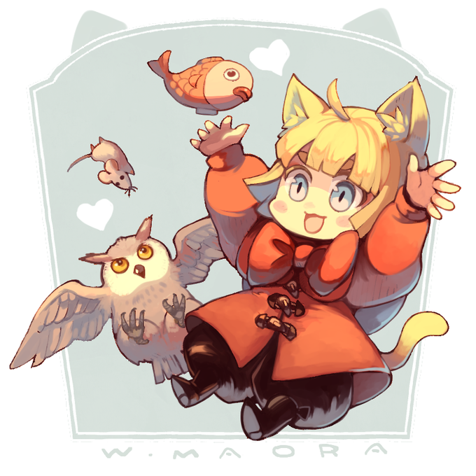 べったらさんからWマオラのイラストをいただきました!大好きなものを前に、今にも飛び掛ってしまいそうな二人(?)がとっても可愛いです独り占めしているのはあまりにもったいなかったので、見てください〜〜〜〜!!! 